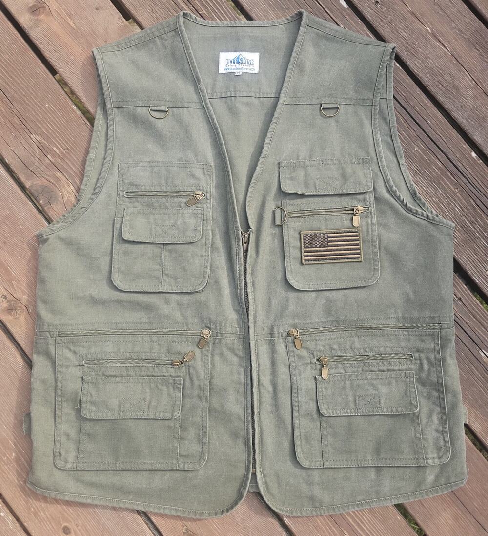 Blue Stone Safety Olive Green Multi Pocket Utility Vest Mens XL Conceal Carry